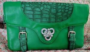 J. Francis Green Crocodile Faux Leather Bag